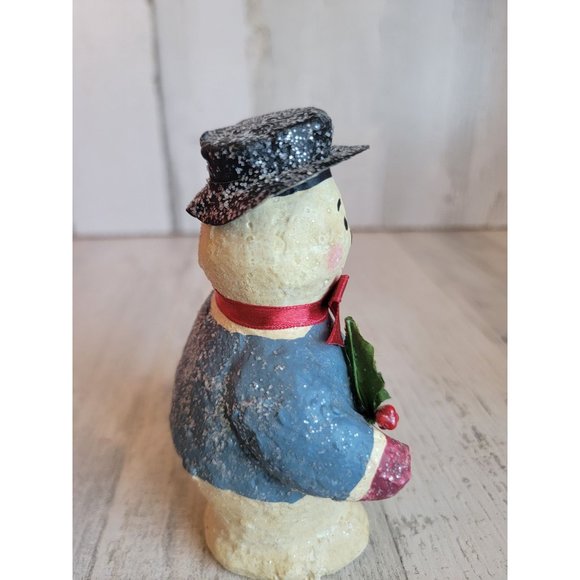 Vintage Teena flanner snowman mistletoe Top Hat figure glitter - Picture 4 of 8